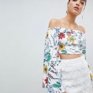 ASOS Off the Shoulder Floral Crop Top